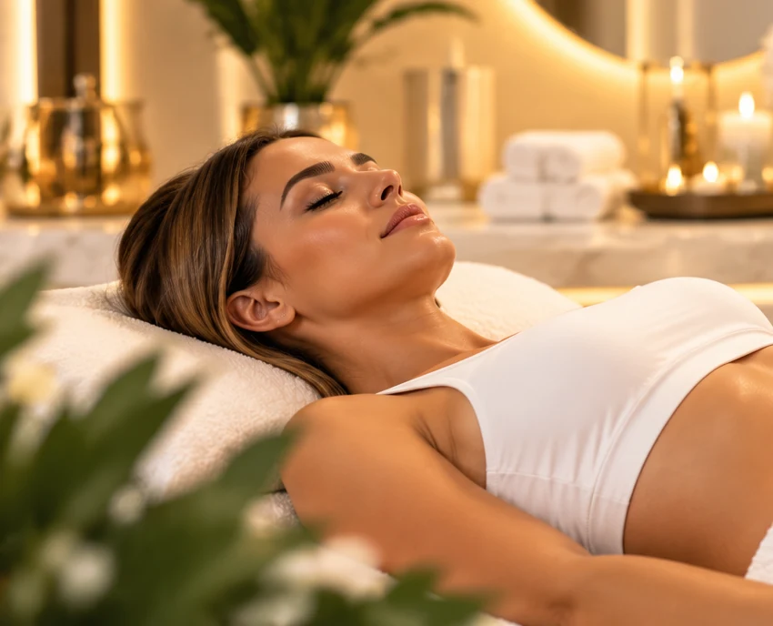 A relaxed client in a wellness setting